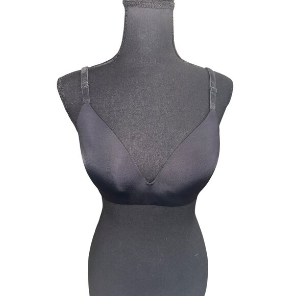 Victorias Secret No-Wire Lightly Lined Comfort T Shirt Bra 36C Black Dot Mesh - Picture 1 of 7